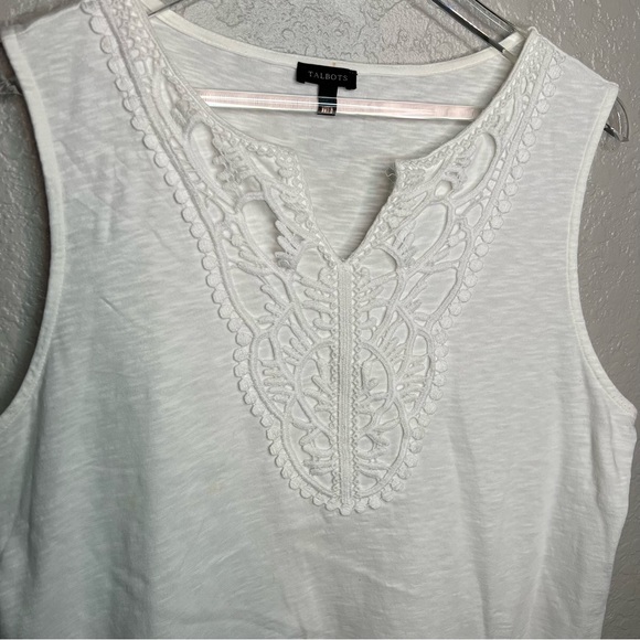 Talbots White Lace Front Tank Top - Picture 6 of 7